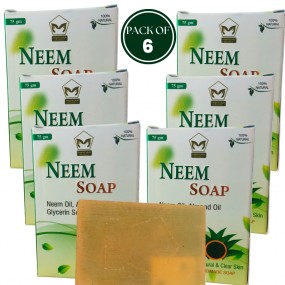 Neem Soap (75gm) - Neem Oil, Almond Oil, Glycerin, Aloe Vera for Glowing