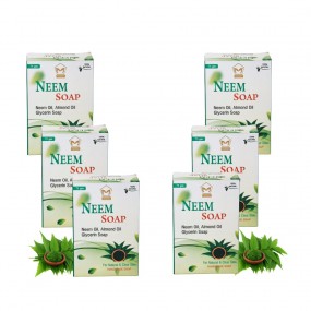 Neem Soap (75gm) - Neem Oil, Almond Oil, Glycerin, Aloe Vera for Glowing